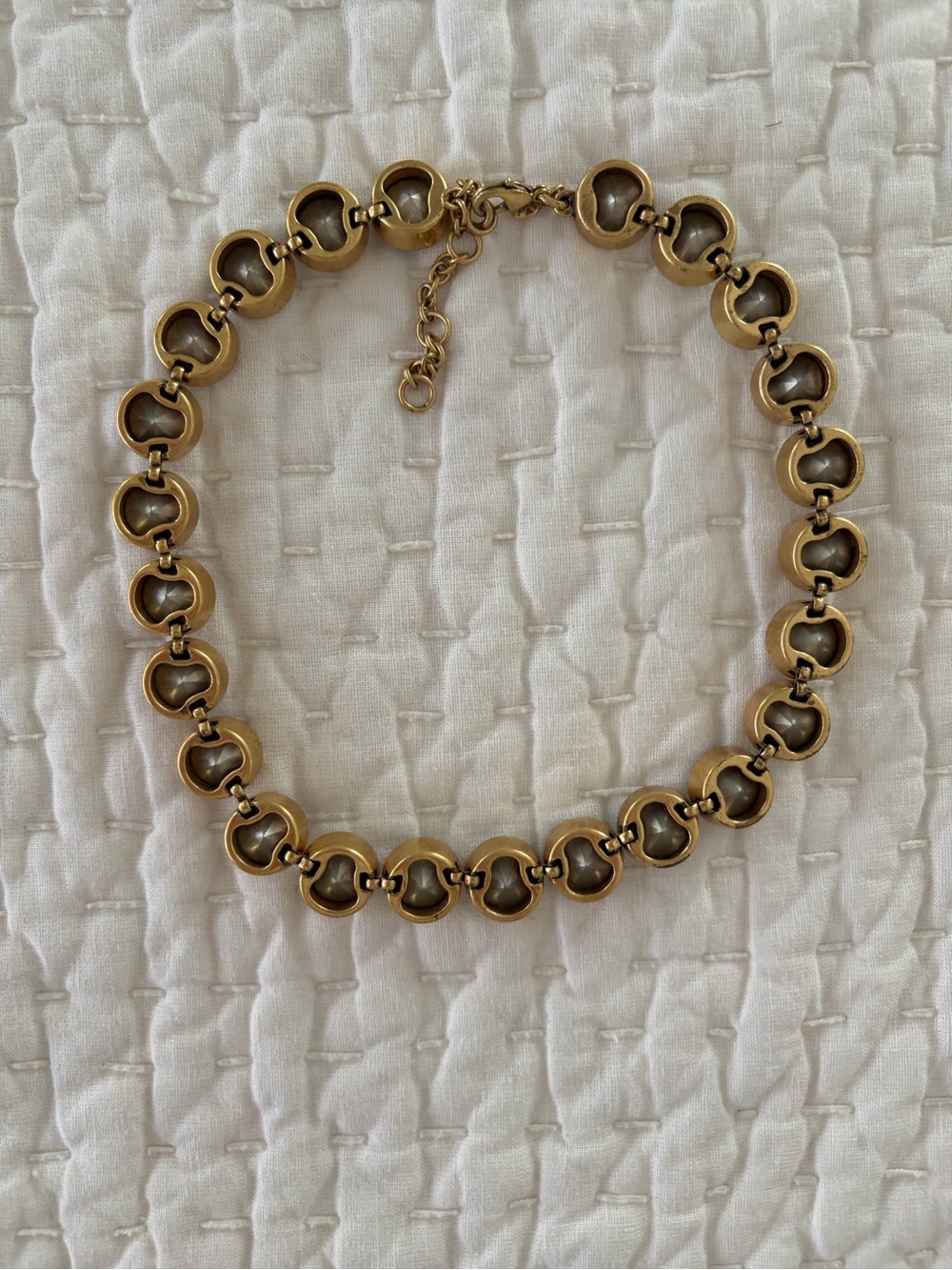J Crew Large Gem Stone Crystal Gold Tone Costume Jewelry Necklace - Picture 3 of 4